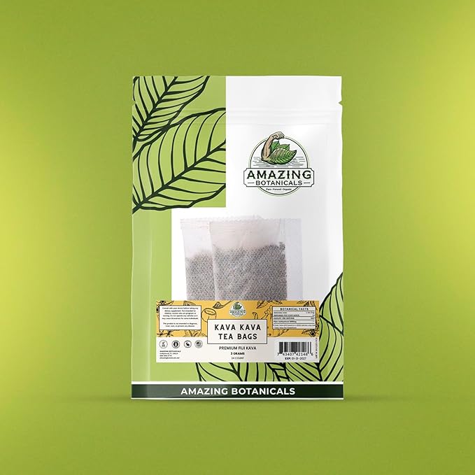 Premium KAVA Tea Bags | Relaxing and Soothing Herbal Blend, 3 grams each tea bag, 24 count