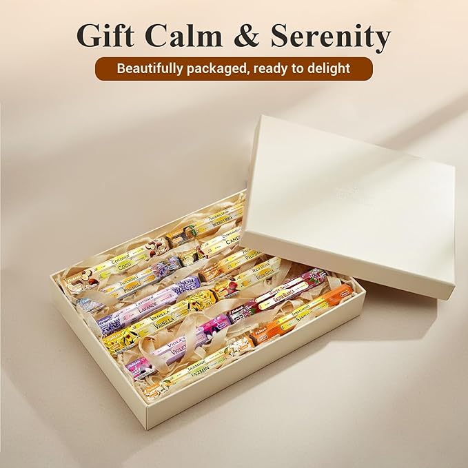 Tulasi Incense Sticks Pack of 12 Natural Scent (240 sticks) Variety Fragrance of Coconut, White Sage, Red Rose, Palo Santo Lavender & Cinnamon etc, Ideal For Meditation & Positive Vibes, Thanks Giving