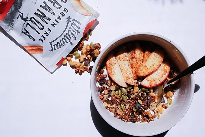 Wildway Keto Granola Snack Packs| Apple Cinnamon | Grain-Free Certified Gluten-Free Cereal | Vegan, Low Carb & No Sugar Added | Paleo-Friendly, Non-GMO Fruit & Nut Clusters | Nutrient-Rich | 4 Pack