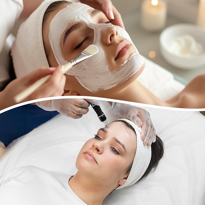 30Pcs Spa Headband Facial Esthetician Hair Wrap for Women Adjustable Makeup Head Wrap Hair Towel Wraps White