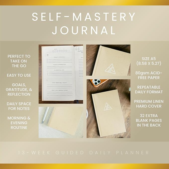 Self-Mastery Gratitude Journal for Women with Prompts - Daily Journal for Womens - Reflection Manifestation Journals for Mindfulness - 5 Minute Journaling for Womens - Guided Journals for Women & Men