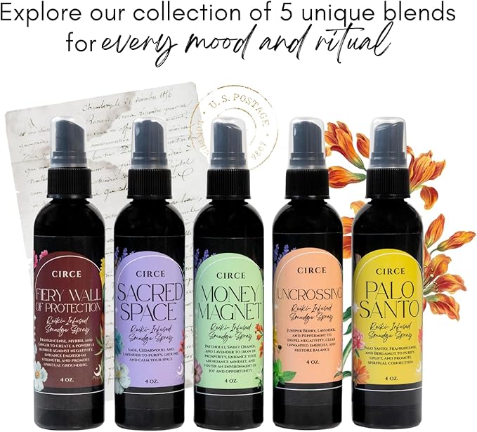 Circe Fiery Wall of Protection Smudge Spray – 100% Natural Smoke Free Alternative for Energetic Protection of Self & Space - Frankincense, Myrrh & Ginger - Negativity Guard, Self Care, Gift - 4oz
