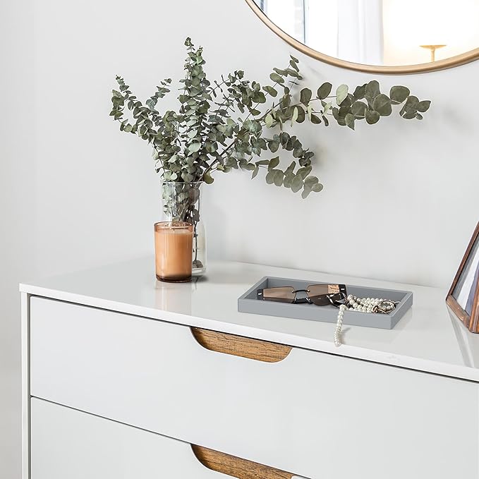 EG-SIPRO High-Grade Thickened Silicone Rectangle Bathroom Vanity Tray - Shatterproof Durable Soap Dispenser Tray for Countertop