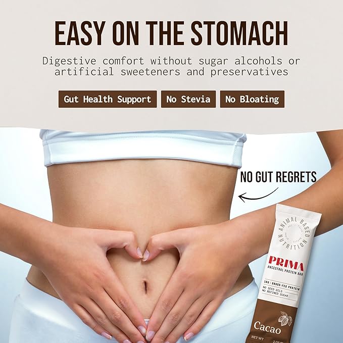 PRIMA ANCESTRAL PROTEIN BAR Grass Fed Protein Bars, 7 Pack – Animal-Based Protein Bar with Beef Tallow, Raw Honey, Seed Oil Free, Low Carb, Gluten-Free – Healthy, Energy Snacks for Clean Lifestyle (7 Pack, Cacao)