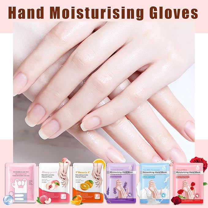 12PCS Hand Mask for Dry Cracked Hands,Nourishing Moisturizing Gloves,Hands Moisturizer for Deep Moisturizing,Silky Smooth Gloves,Hand Care Mask Set(A)