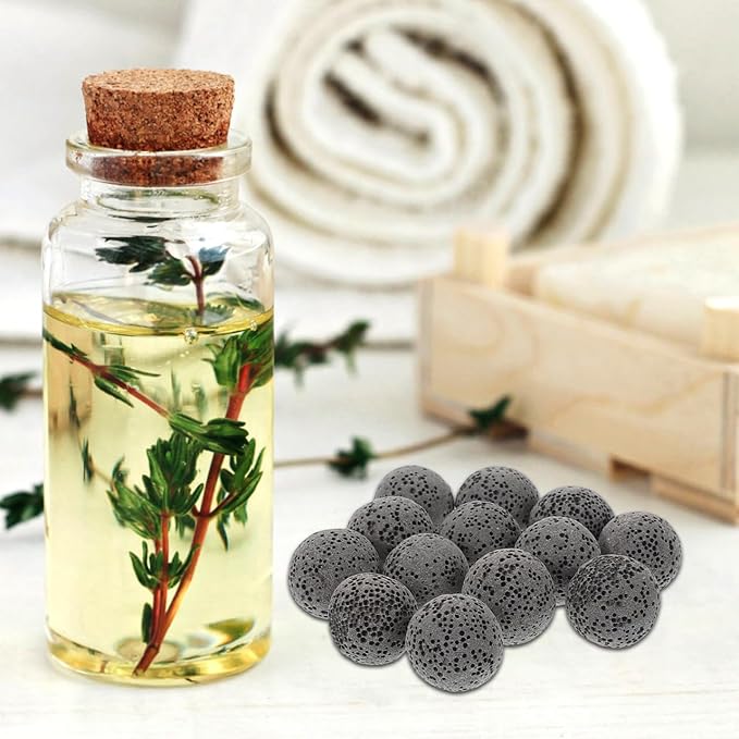 Baluue 20pcs Natural Volcanic Rock Essential Oil Diffuser Stones, 0.62 Inch Grey Aromatherapy Essential Oil Diffuser Stones for Home, Office