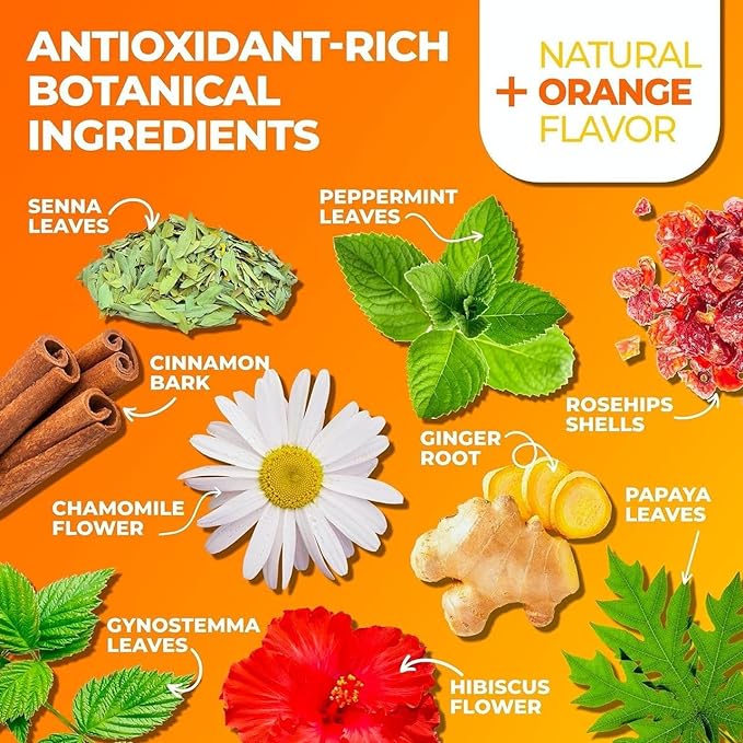 Total Tea SIimming Detox Tea Caffeine Free - 25 Day Detox - Herbal Tea with Chamomile, Hibiscus Tea & Ginger Root for Colon Cleanse – Natural Citrus & Cinnamon Herbal Tea for Digestive Health