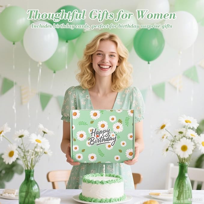 Happy Birthday Gifts for Women 11PC Get Well Soon Gift Spa Set with Candle,Gift Baskets for Women, Best Friend Gift Set- Self Care Daisy Gift Box for Her, Mom, Wife Gift Box for Sister