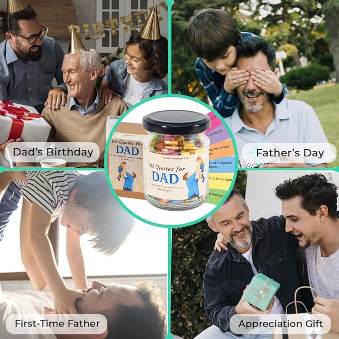 90 Messages in a Jar for Dad with NFC Keychain, Birthday Gifts for Dad, Dad Gifts from Daughter, Positive Affirmation Cards, Emotional Support Jar with Daily Affirmations for Women