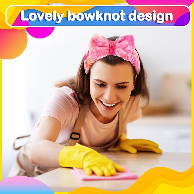 25 Pcs Spa Headband Bulk Makeup Headbands for Washing Face Cute Bow Hairbands Soft Coral Fleece Hairbands for Women Face Skin Care Makeup Spa Gift Shower Yoga(Novel Pattern)