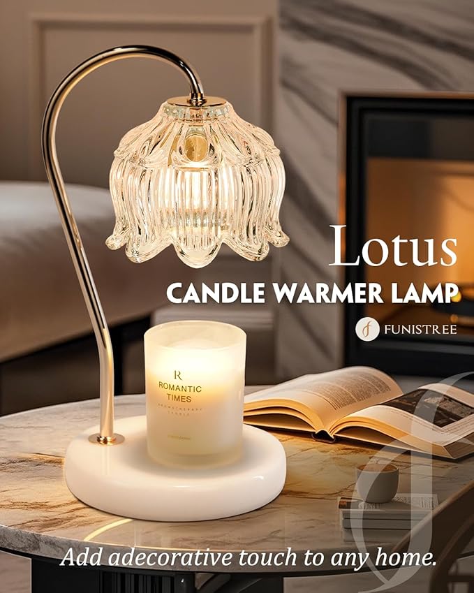 Candle Warmer Lamp with Timer & Dimmable, Height Adjustable Christmas Candle Warming Lamp Gift, Birthday Gifts for Women Mom, House Warming Gifts New Home Marble Base Wax Melt Warmer for Jar Candles