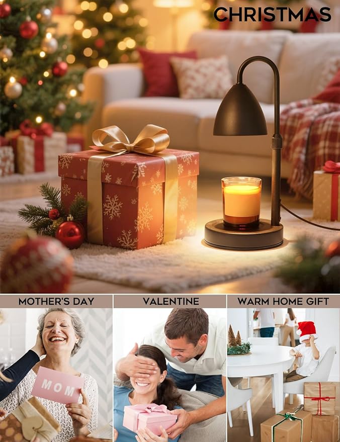 Candle Warmer Lamp with Timer Dimmable, Lamp Candle Warmer Birthday Gifts for Women, Black Adjustable Wax Melter Warmer for Jar Candles, House Warming Gift Home Decor