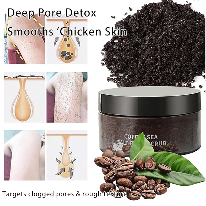 Coffee Body Scrub with Sea Salt – Natural Coffee Scrub & Exfoliating Body Scrubber, Helps Remove Dead Skin for Smooth Texture, 8.81oz (250g)
