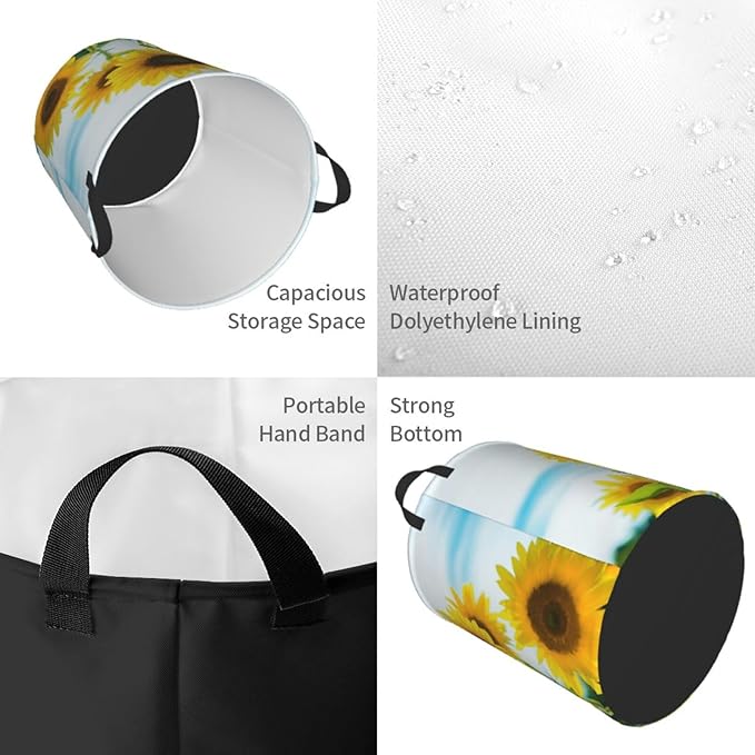 Laundry Basket Flower Plants Collapsible Large Capacity, 63L Dirty Clothes Basket Durable Lightweight Hamper With Handles Ideal For Clothes,Toys Home Organization,19.6in *15.7in,