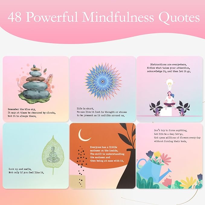 48 Stress Relief and Self Care Cards, Affirmation Cards, Mindfulness and Meditation Exercises, Anxiety Relief and Relaxation