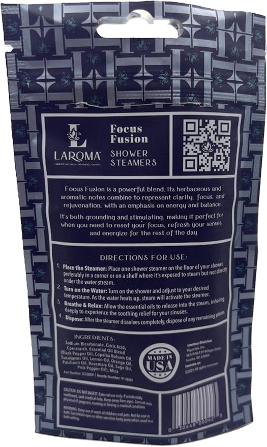 Laroma Shower Steamers, Hand-crafted in the USA, Focus Fusion, 6 Steamers