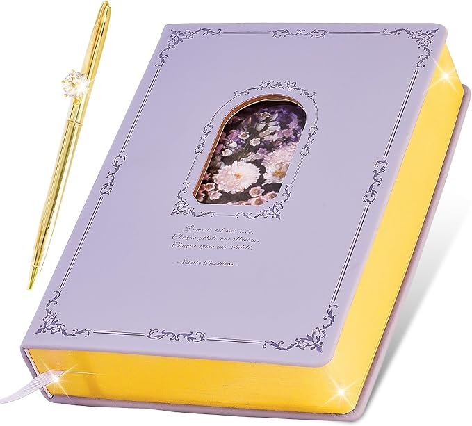 Thick Journal for Women & Girls, 360 Pages A5 Writing Journaling Notebook with Paintings, Women Journal for Writing, Vintage Journal with Gift Box & Pen for Girls Gift Ideas (Lavender Purple)