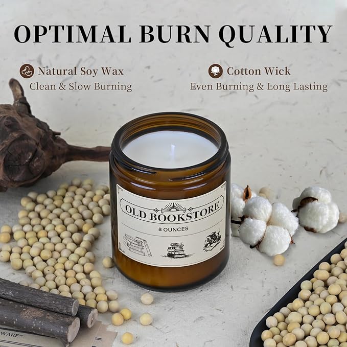 Old Bookstore Candle,Book Lovers Gifts,8 oz 40 Hours Burn Soy Wax Candle Gift for Readers Birthday Gifts for Book Lovers,Librarian