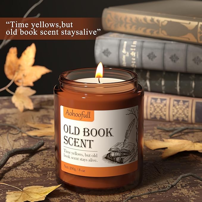 Scented Candles Gifts for Book Lovers, Soy Wax Candles,Fall Candle Inspired Gift Ideas for Readers,Women, Bookworm, Librarian, Men, Friend, 4 oz