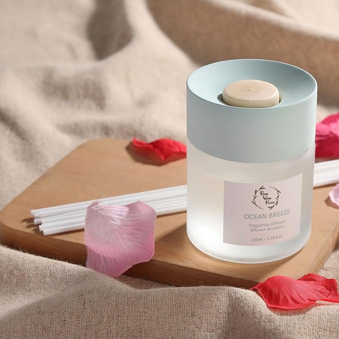 Reed Diffuser Set, Pretty Valley Home Diffuser 100Ml / 3.38fl OZ Gift Box - Includes Reed Diffuser Sticks, Fragrance Oil, and Glass Bottle for Bathroom Office Living Room Decor (Frozen Pear)