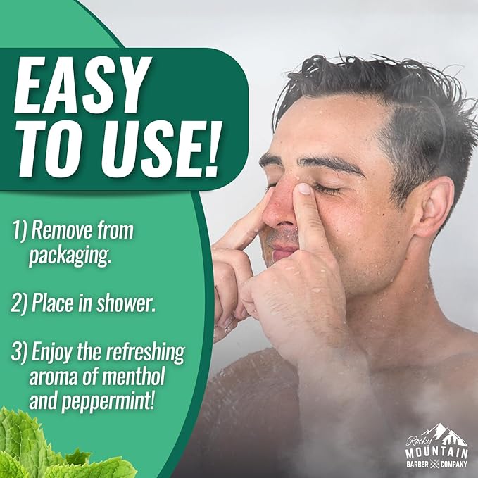 Mountain Mint Shower Steamers 7 Pack – Made in USA with Extra Strong Scent- Essential Oil Aromatherapy with Eucalyptus, Peppermint & Menthol - Refreshing Scent for Stress Relief