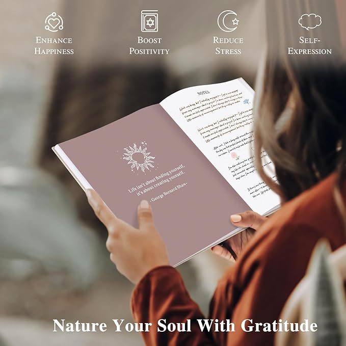 Lanpn Daily Gratitude Journal for Woman Men, 4 Month Affirmation & Mindfulness Planner, 7.8"x9.2" The 5 Minute Grateful Diary, Guided Reflection with Positivity Prompts & Quotes Undated Notebook