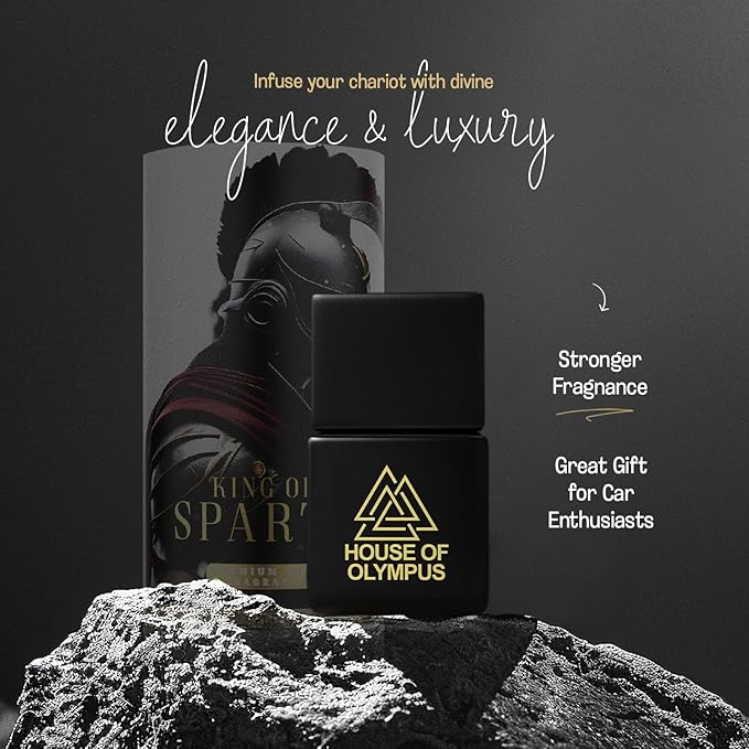 King of Sparta Hanging Car Air Freshener for Men, Only Natural Essential Oils - Luxury Car Air Diffuser by House of Olympus - Made in USA