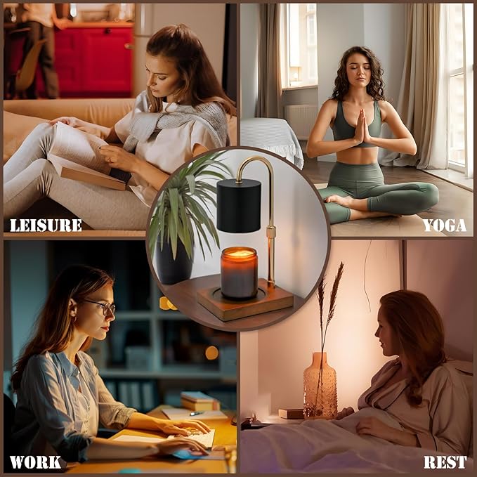 Candle Warmer Lamp Timer - Electric Candle Lamp Warmer, Birthday Gifts for Women, for Mom, House Warming Gifts New Home, Candle Warmer for Jar Candles with 2 Bulb GreyBlack