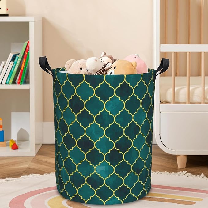 Laundry Basket Moroccan Mosaic Laundry Hamper Large Laundry Basket Storage Basket Tote Bag Collapsible Organizer Basket for Bathroom,Laundry,Bedroom 17.3 x16.5 Inch
