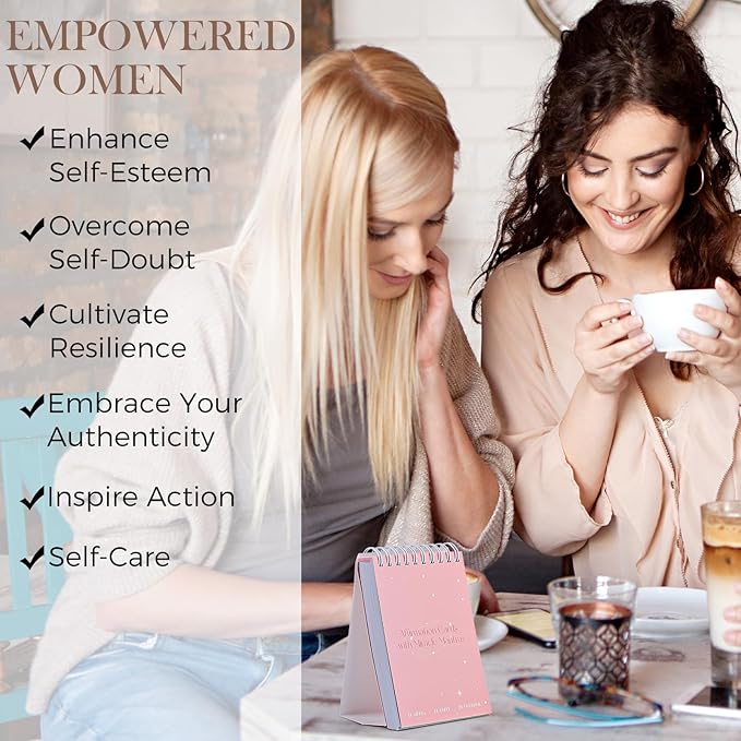 XKDOUS Affirmation Cards for Women, 60 Positive Affirmations Cards, Perpetual Calendar, Motivational Cards with Miracle Mantras, Birthday Inspirational Friendship Gifts for Women, Desk Accessories