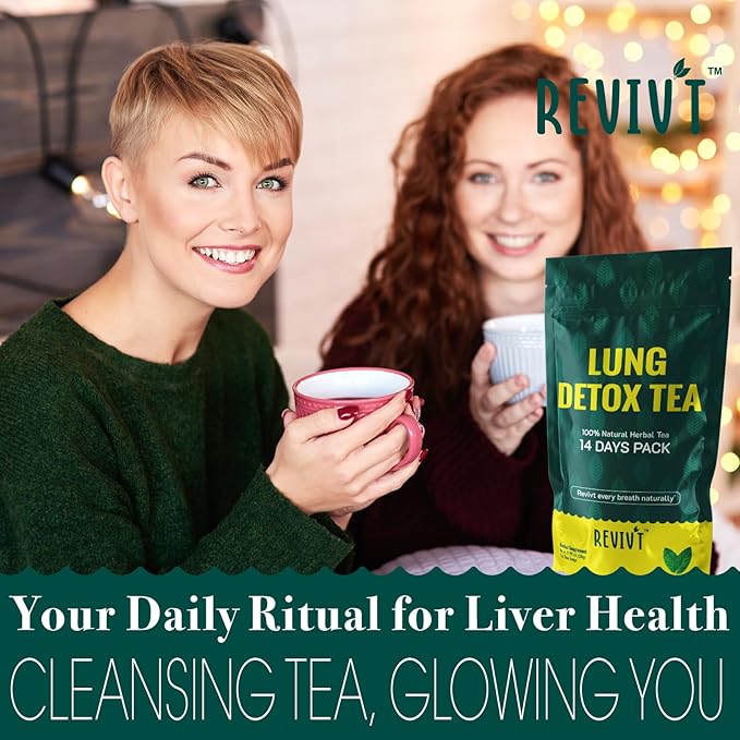 REVIVT Colon & Lung Detox Tea Kit | 2-in-1 Herbal Tea Set, 14 Bags Each for Gut Cleanse & Respiratory Health, Daily Wellness Support
