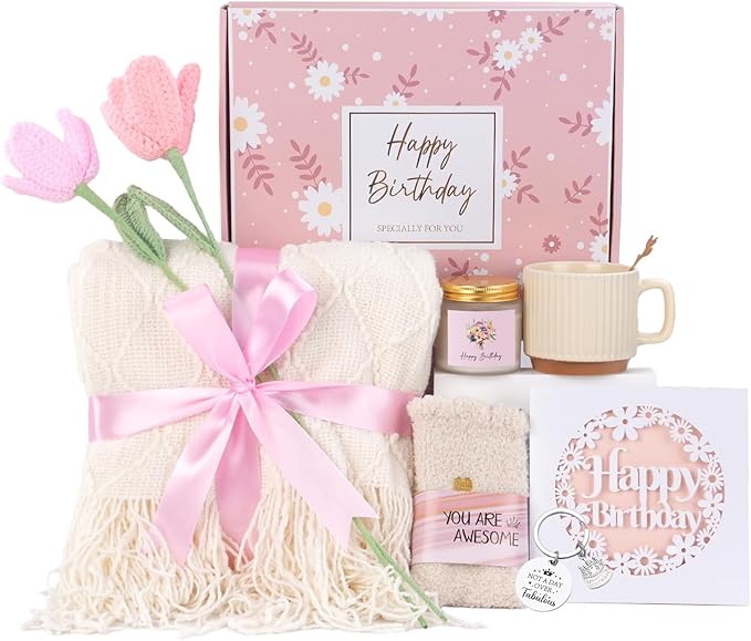 Birthday Gifts for Women, Birthday Gift Basket for Women, Self Care/Get Well Soon Gift Package, Happy Birthdays Idea for Her, Mom, Sister, Best Friend, Wife, Girlfriend, Coworker, BD Gifts Ideas