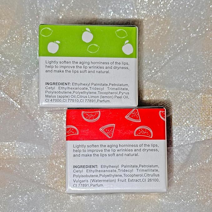 2 Packs Fruit Lip Balm, Moisturizing & Smoothing Lip, Hydrate Repair Prevent Dry Cracked Lip Sleeping Lip Mask, Effective Reduces Lip Lines Lip Care (Apple Lime & Watermelon)