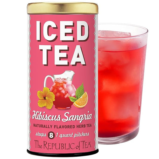 The Republic of Tea – Hibiscus Sangria Iced Herbal Tea, 8 Large Quart-Sized Iced Tea Pouches, Naturally Caffeine Free
