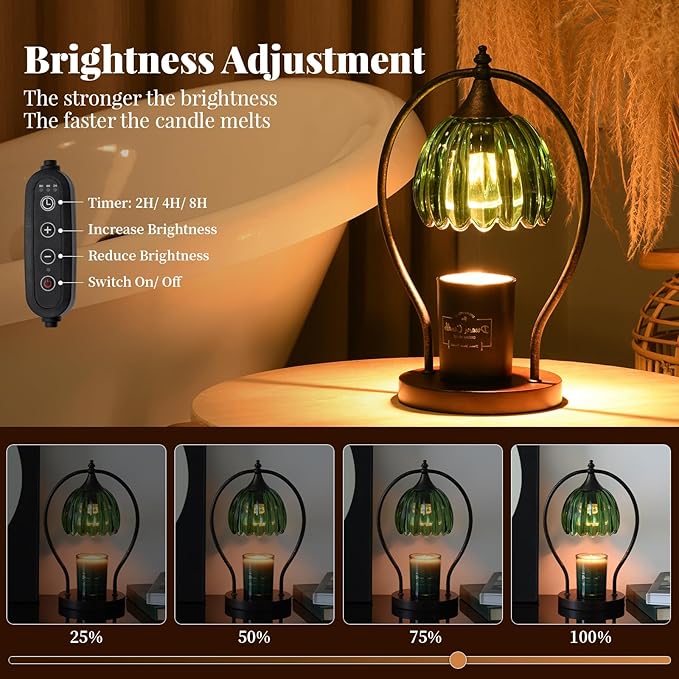 Timer Candle Warmer Lamp: Dimmable Candle Warmer Wax Melts Warmers for Jar Candles with 2 Bulbs, Birthday Gifts for Men Women, House Warming Gifts New Home Decor for Bedroom Living Room