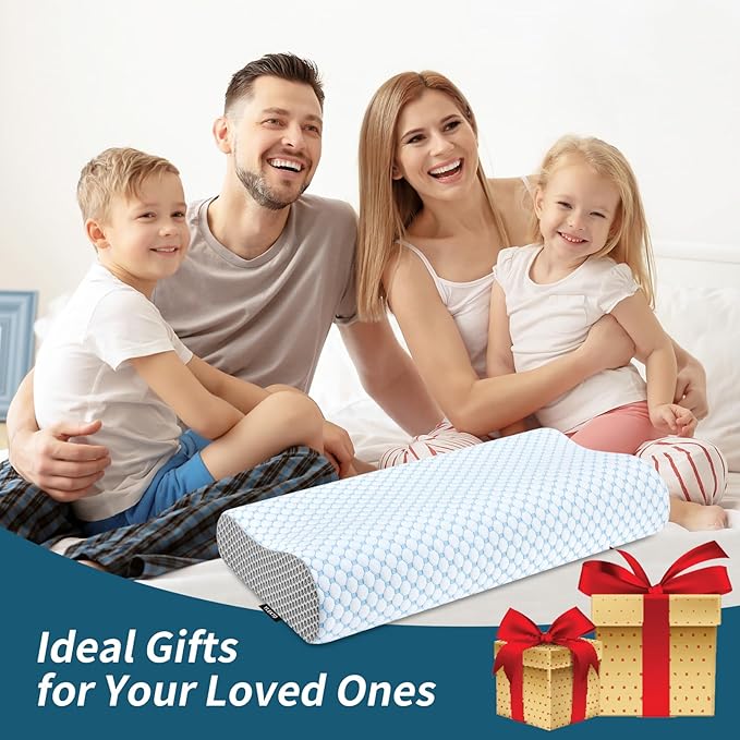 Cervical Neck Pillow for Pain Relief, Contour Memory Foam Pillows for Sleeping, Odorless Ergonomic Pillow Adjustable Orthopedic Cooling Pillow Bed Pillow Neck Support for Side Back Stomach Sleepers