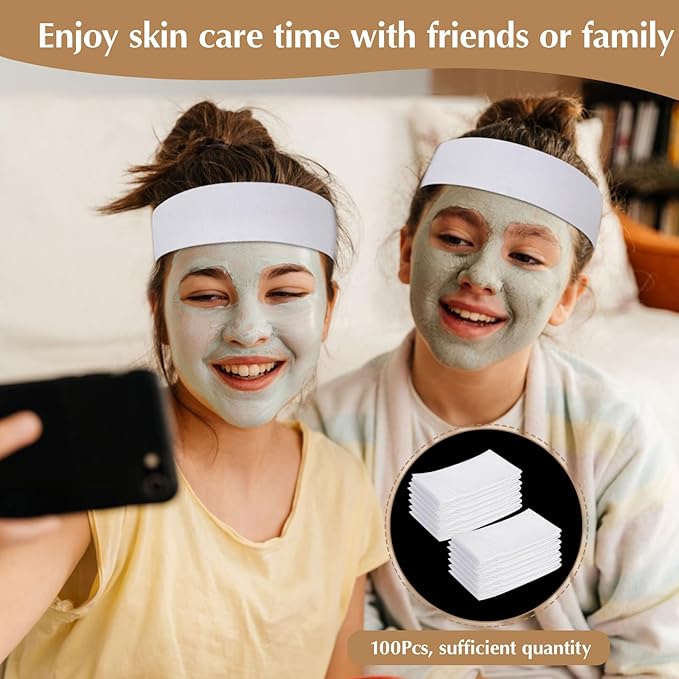 100 PCS Disposable Hairband for Women, Non-woven Fabric Spa Headband for Makeup, Travel, Securing Hair during Facial