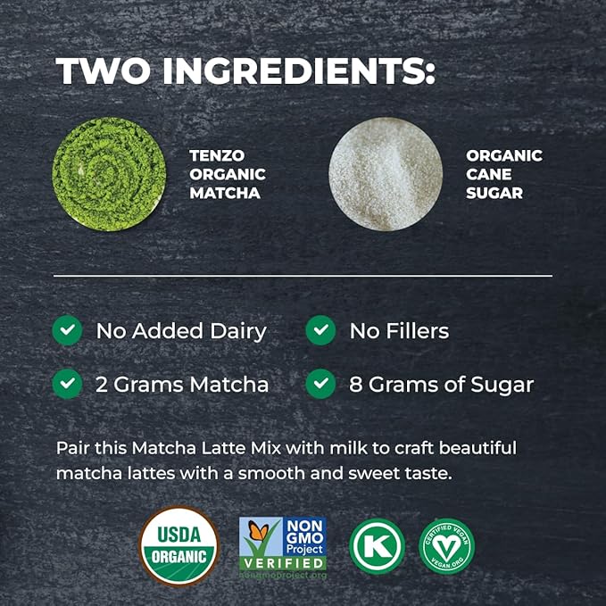Tenzo Matcha Green Tea Powder, Organic Cafe Sweetened Matcha Latte Green Tea Powder, Ceremonial Barista Crafted Mix - Authentically Japanese - Matcha Latte Mix (5.29 Ounce)