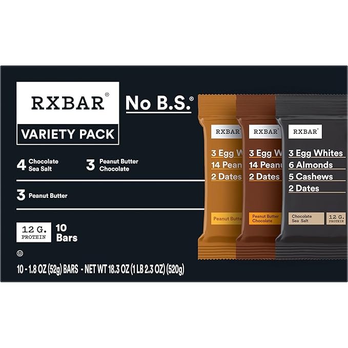 RXBAR Protein Bars, Protein Snack, Snack Bars, Variety Pack, 18.3oz Box (10 Count)