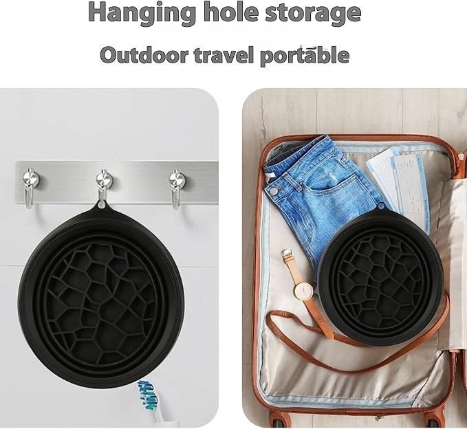 Ice Bowl with Ice Tray, Collapsible Silicone Bowl for Home Ice Water Facials, Facial Ice Therapy for Skin Tightening, Acne Relief and Anti-Inflammation, Portable Spa Tool for Home and Travel (Black)