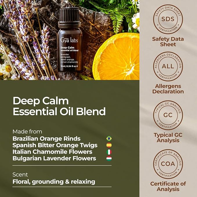 Gya Labs Deep Calm Essential Oil Blend for Relaxation & Emotional Balance - 0.34 fl oz - Calm Aromatherapy Oils for Diffusers, Humidifiers, Aromatherapy - Suitable for Work, Home or Personal Use