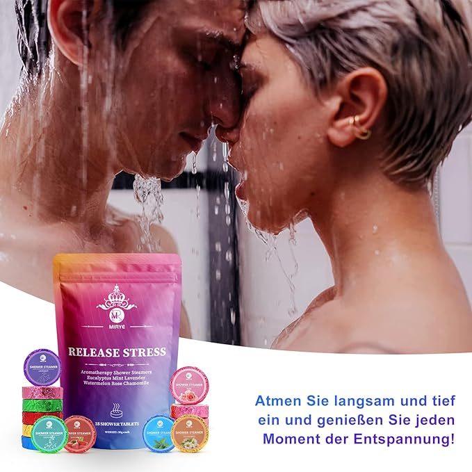 Shower Steamers Aromatherapy Gifts for Women, 18-Pack Organic Eucalyptus Lavender Mint Essential Oil Shower Bombs, Self Care Stress Relief Birthday Gifts for Her/Him, Mother's Day Gifts for Mom