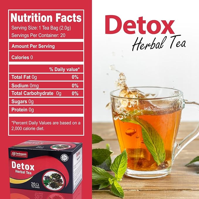 Herboganic Detox Herbal Tea - Wide Variety of Flavors and Benefits | Natural Ingredients | Digestion Support, Immune Boost and More | 20 Tea Bags
