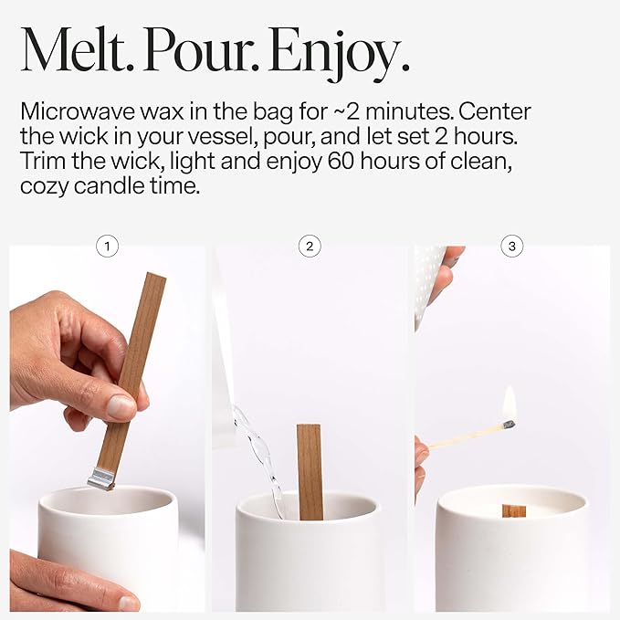 Siblings Candle Making Kit | DIY Coconut-Soy Wax Candle Kit with Wooden Wick | Scent No 03: Tangerine, Jasmine, Vetiver | Clean, Non-Toxic, Reusable, 60 Hr Burn