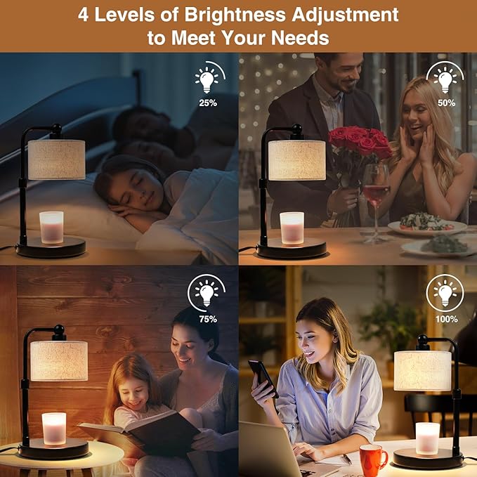 Candle Warmer Lamp with Timer,Dimmable Candle Wax Warmer, Height Adjustable Electric Candle Lamp Warmer with 2 Bulbs, Birthday Gifts for Women Mom House Warming,Vintage Home Decor for Bedroom