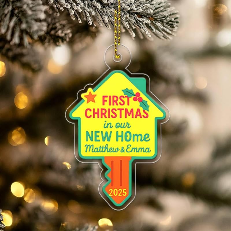 Personalized First Christmas In New Home Ornament, Custom Housewarming Ornament, New Home Gift, Couple Christmas Ornament, Holiday Keepsake Acrylic Ornament β Personalized
