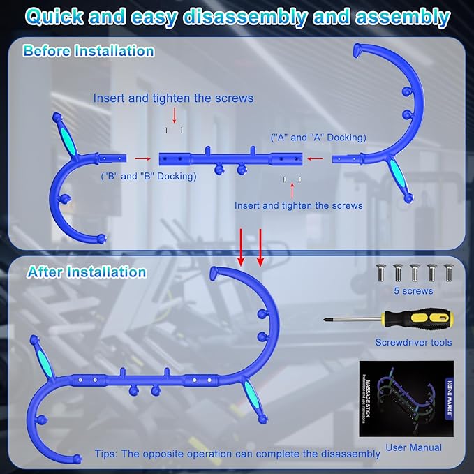 KEINE MARKE Trigger Point Massage Tool, Back Massage Tool, Pressure Point Massage Tool, Handheld Back, Neck, Shoulder, Leg and Feet Massage Hook for Men & Women (Fashionable Blue)