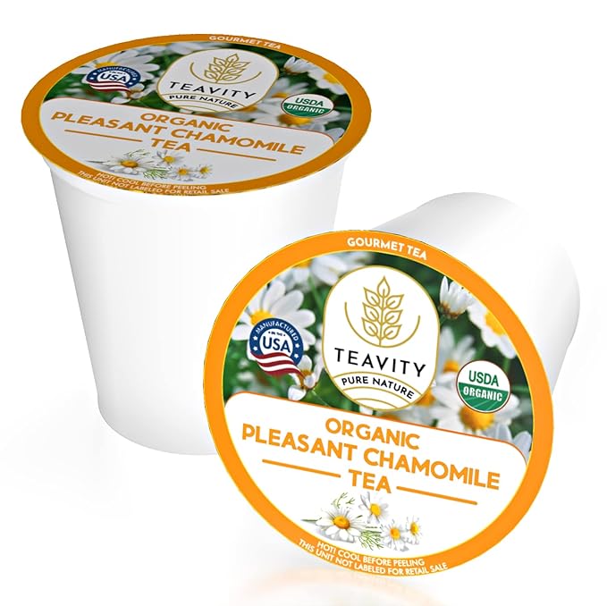 Organic Chamomile Tea Pods for Keurig - Decaf Tea Pods - Pleasant Chamomile by Teavity (24 Tea Pods)