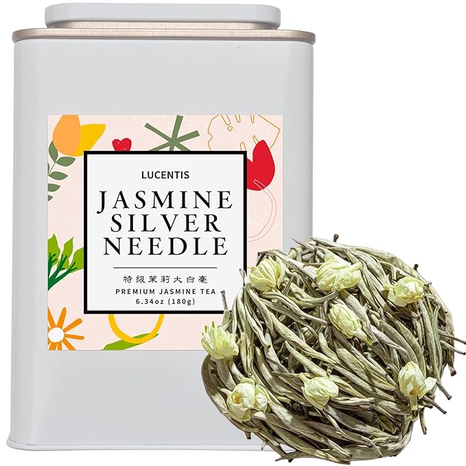 Silver Tip Jasmine Green Tea – Delicate Loose Leaf Tea with Jasmine Scent – 180g / 6.3oz – 茉莉白毫