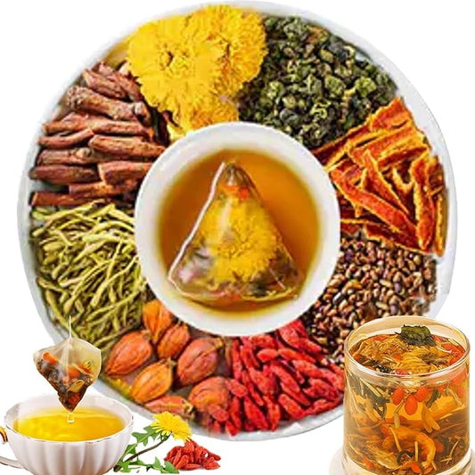 Goji Berry Chrysanthemum Tea, Kidney & Liver Detox Tea, Dandelion Wolfberry Chinese Chrysanthemunn Cassia Seed Tea Bags with Eight Herbal Ingredients (2Box/30 Bags)
